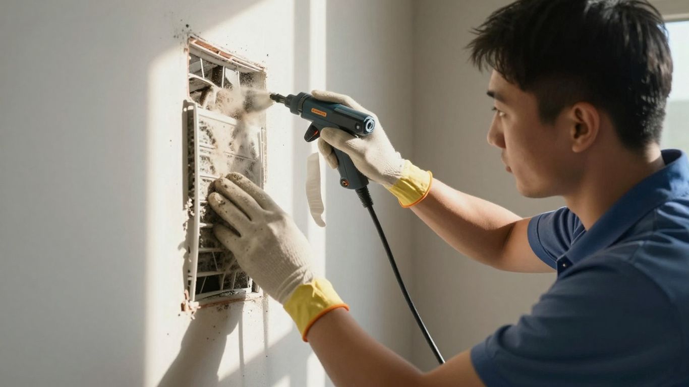 Professional cleaning air ducts for better home air quality.